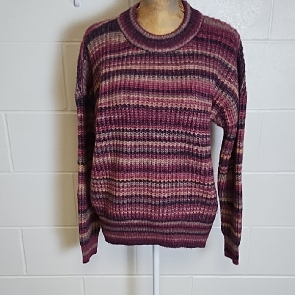Striped Soft Crew Neck Sweater with Ribbed Knit - Picture 1 of 10